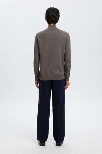 Pull brun demi zip SELECTED | Marine