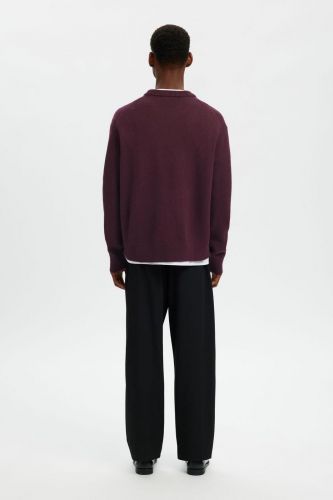 Pull décontracté lie-de-vin en laine SELECTED | Marine