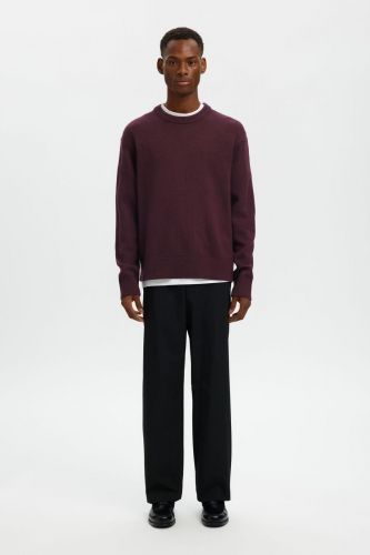 Pull décontracté lie-de-vin en laine SELECTED | Marine