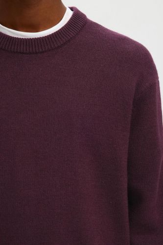 Pull décontracté lie-de-vin en laine SELECTED | Marine