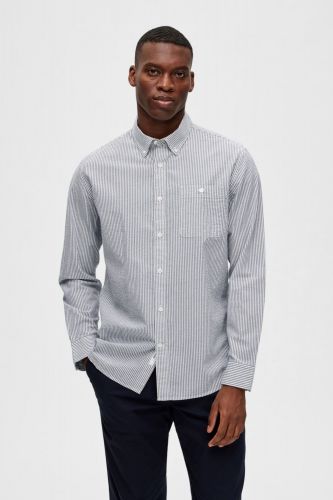 Chemise blanche lignée grise SELECTED | Marine