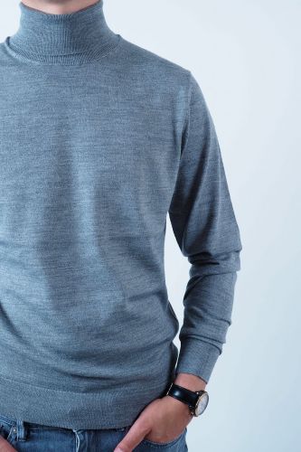 Pull col roulé fin gris SELECTED | Marine