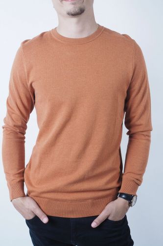 Pull orange rouille col rond SELECTED | Marine