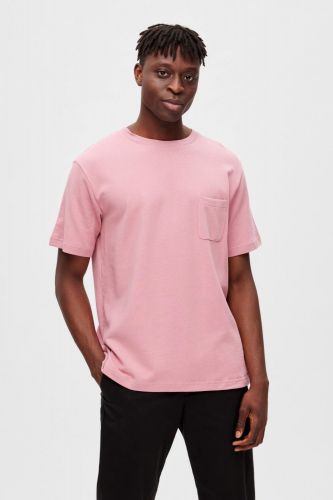 Selected  Homme tee-Shirt Rose hommes (SLCT/Man-TeeShirt uni - RELAX SOON TeeShirt uni rose) - Marine | Much more than shoes