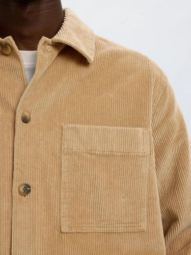 Surchemise en velours beige SELECTED | Marine