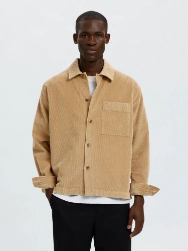 Surchemise en velours beige SELECTED | Marine