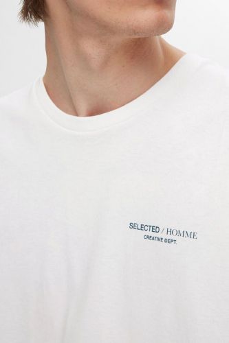 T-shirt blanc avec imprimé SELECTED | Marine