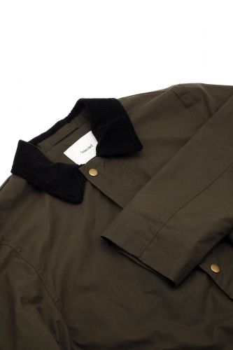 Selected  Homme manteau Vert hommes (Veste coton wax avec col velours noir - WALTER grape leaf) - Marine | Much more than shoes