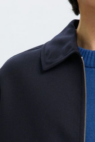 Veste zippée bleu 100% laine SELECTED | Marine