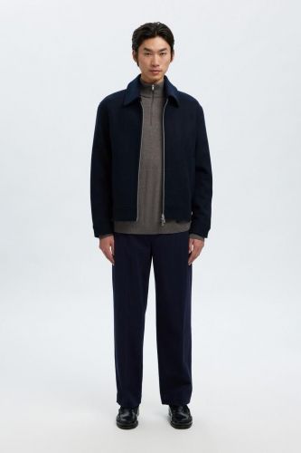 Veste zippée bleu en laine SELECTED | Marine