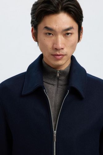 Veste zippée bleu en laine SELECTED | Marine