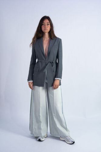 Blazer ceinturé gris chiné SEMI COUTURE | Marine