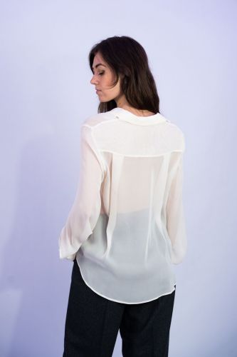 Blouse blanche à volants SEMI COUTURE | Marine