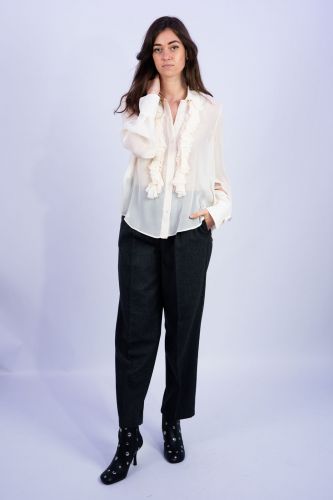 Blouse blanche à volants SEMI COUTURE | Marine