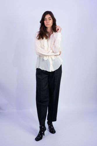 Blouse blanche à volants SEMI COUTURE | Marine