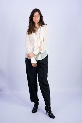 Blouse blanche à volants SEMI COUTURE | Marine