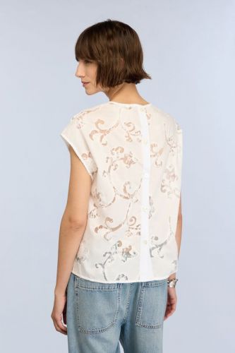 Semi Couture blouse Blanc femmes (dentelle - ANDREA) - Marine | Much more than shoes