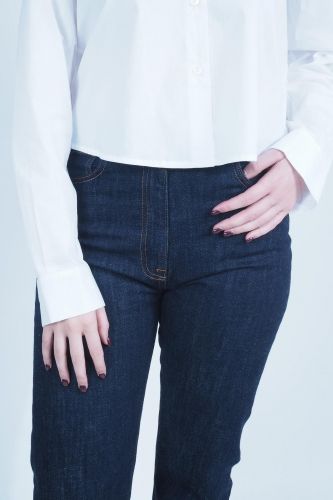 Jean à revers en denim foncé SEMI COUTURE | Marine