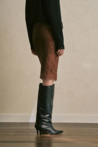 Semi Couture jupe Camel femmes (Jupe dentelle camel - Q54) - Marine | Much more than shoes