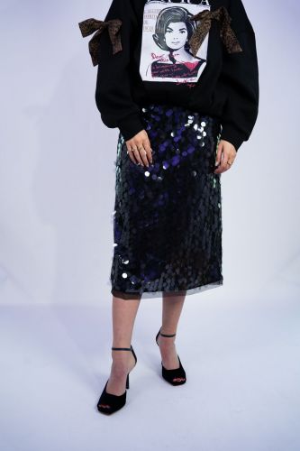 Jupe gros sequins noir SEMI COUTURE | Marine