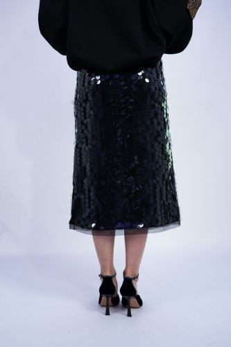 Jupe gros sequins noir SEMI COUTURE | Marine