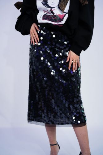 Jupe gros sequins noir SEMI COUTURE | Marine