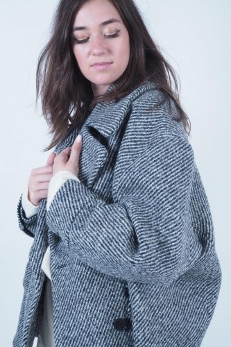 Manteau gris & blanc SEMI COUTURE | Marine