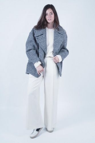 Manteau gris & blanc SEMI COUTURE | Marine