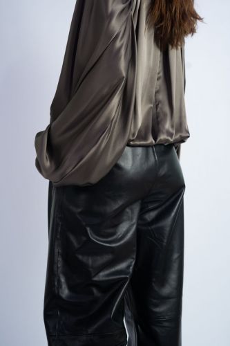 Pantalon en cuir noir SEMI-COUTURE | Marine