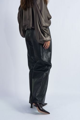 Pantalon en cuir noir SEMI-COUTURE | Marine