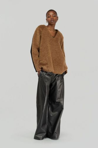 Pantalon en cuir noir SEMI-COUTURE | Marine