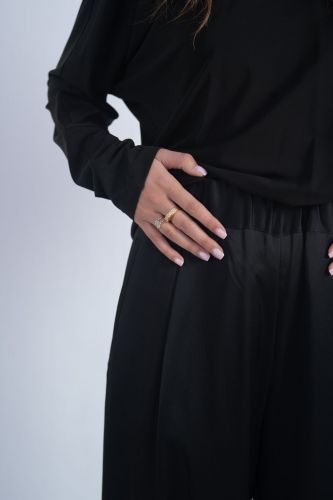 Pantalon noir en satin SEMI-COUTURE | Marine