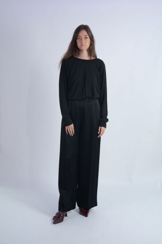 Pantalon noir en satin SEMI-COUTURE | Marine
