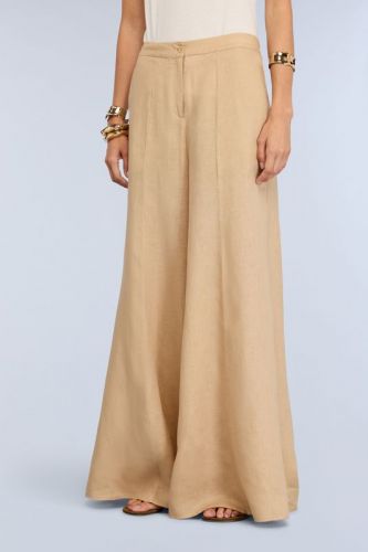 Semi Couture pantalon Camel femmes (Pantalon lin très large - N35 pantalon jupe camel) - Marine | Much more than shoes