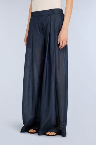 Pantalon bleu nuit en voile de coton SEMI COUTURE | Marine
