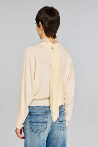 Semi Couture pull Ecru femmes (Pull fin beige + noeud dos - A40 ecru) - Marine | Much more than shoes