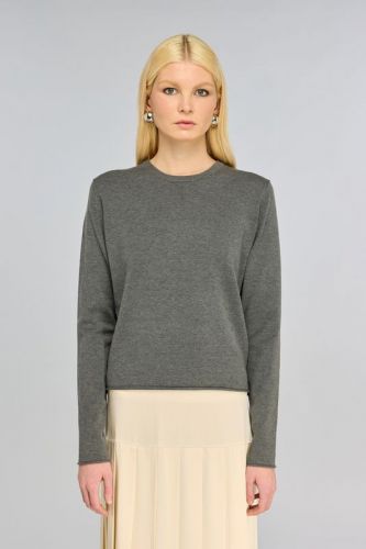 Semi Couture pull Gris femmes (Pull fin gris V dos - C32 Kristy V dos ) - Marine | Much more than shoes