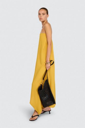 Robe bustier asymétrique jaune SEMI COUTURE | Marine