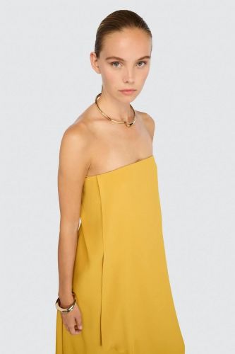 Robe bustier asymétrique jaune SEMI COUTURE | Marine