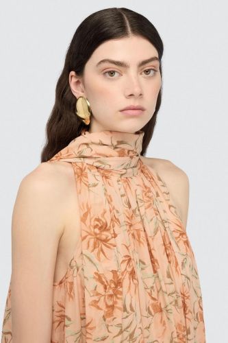 Robe imprimé fleur en terre cuite SEMI COUTURE | Marine