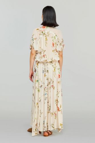 Robe longue à imprimé fleuri SEMI-COUTURE | Marine