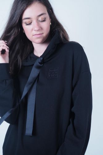 Robe sweat à capuche noire SEMI COUTURE | Marine