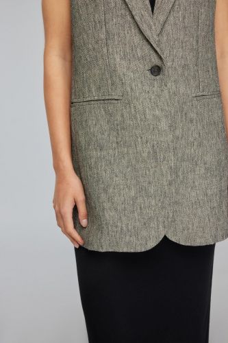 Blazer sans manches en lin gris SEMI-COUTURE | Marine