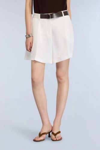 Semi Couture short Blanc femmes (Short lin blanc ceinture cuir - M16 short lin blanc ) - Marine | Much more than shoes
