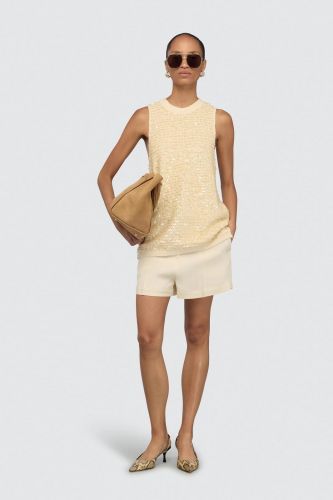 Haut en coton à sequins beige SEMI COUTURE | Marine