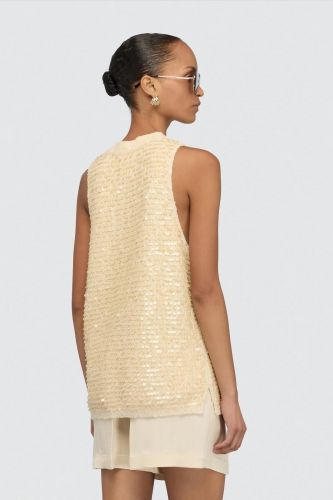 Haut en coton à sequins beige SEMI COUTURE | Marine
