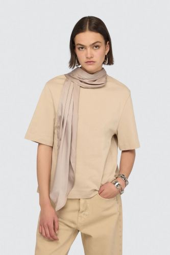 T-shirt en coton beige avec noeud dans le dos SEMI COUTURE | Marine