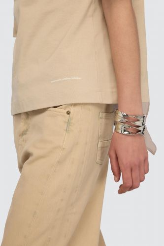 T-shirt en coton beige avec noeud dans le dos SEMI COUTURE | Marine