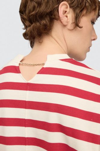 T-shirt à lignes rouges et blanches et chaine dans le dos SEMI COUTURE | Marine