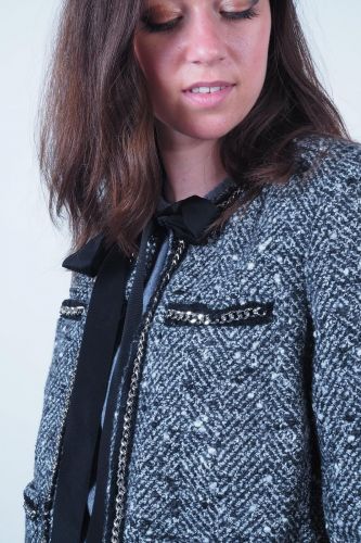 Veste en tweed noir & blanc SEMI COUTURE | Marine